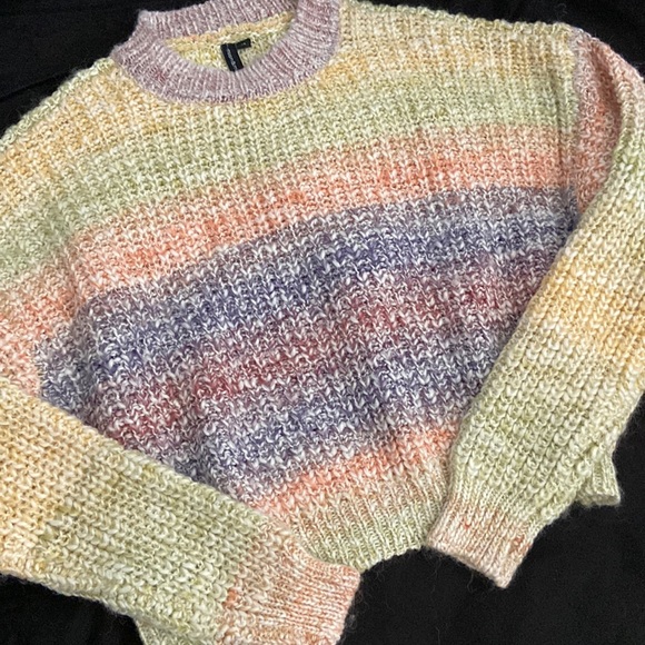 moon & madison Sweaters - Crop top sweater wool blend pastel rainbow